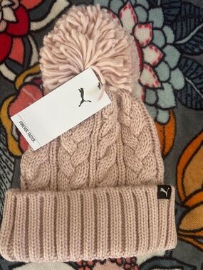 Puma Blush Cable Knit Pom Beanie